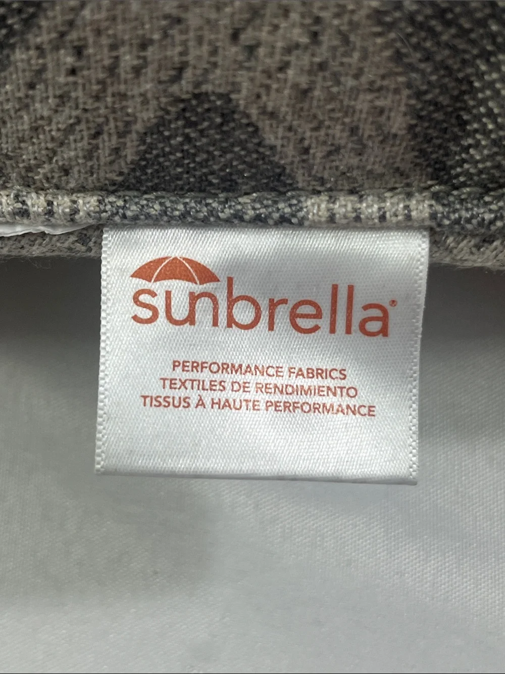 2 Sunbrella Textured Geometric Accent Pillows 16” Square Gray/Cream